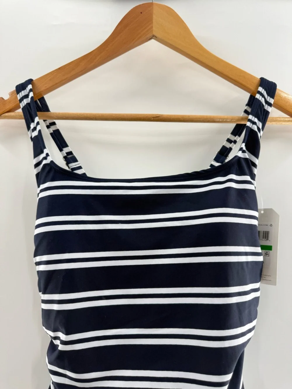 NWT Nautica Navy White Striped Nautical One Piece Cape Cod Swimsuit Size Large - Picture 3 of 14